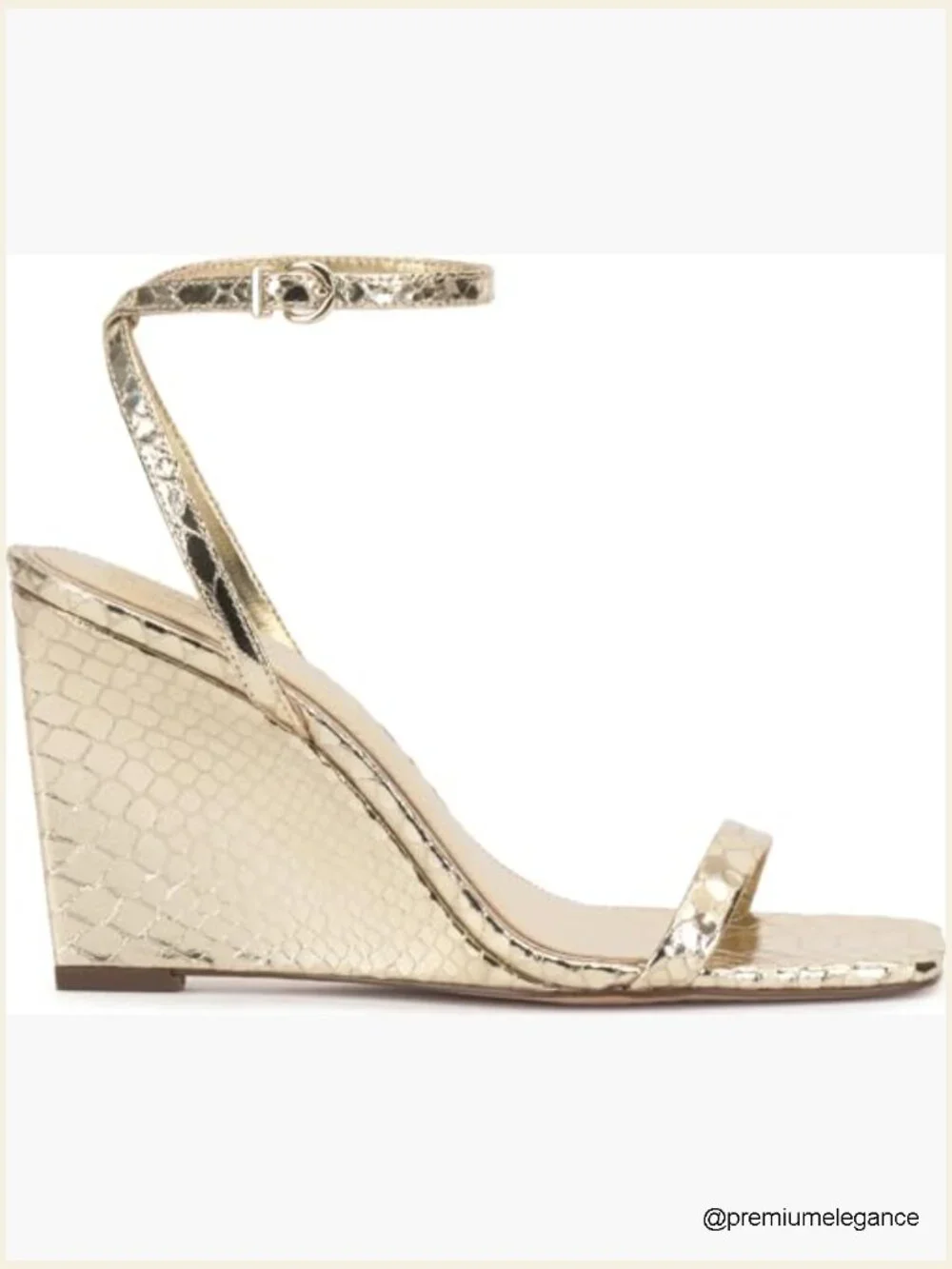 Ankle Strap Wedge Sandals - Faux Leather Open Toe